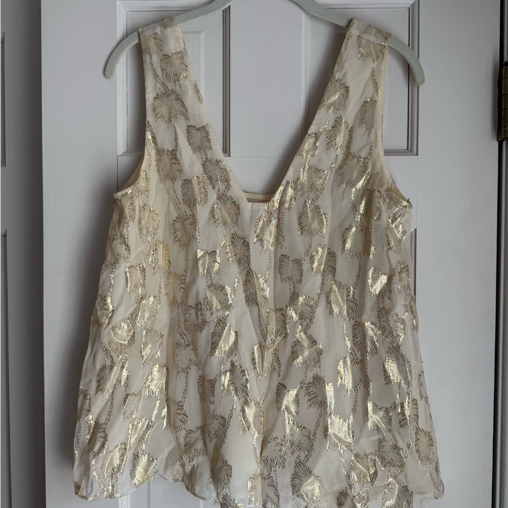 Lilly Pulitzer Gold Palm Tree Owen Top Size M
